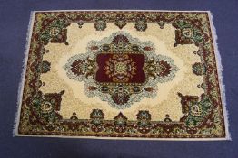 A large cream ground Asian style synthetic fibre carpet