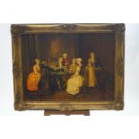 Continental school, 20th century, The Card Players, oil on canvas, unsigned,
