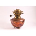 A W A S Benson copper & brass mounted oil lamp marked Benson & Co,
