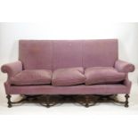 A William and Mary style three seat sofa,
