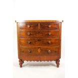 A 19th century mahogany bow front chest of two short and three long drawers