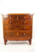 A 19th century mahogany bow front chest of two short and three long drawers