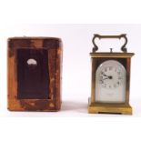 An early 20th century cased carriage repeater clock, retailed by Crichton & Bruce, Edinburgh,