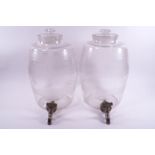 A pair of 19th century glass spirit barrels, with cut and acid etched decoration,