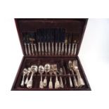 An EPNS canteen of flatware, for eight (73 pieces), in the fiddle, thread and shell pattern,
