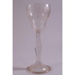 An 18th century style opaque twist stemmed wine glass,