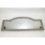 A silvered finish rectangular dome topper shaped hard wood mirror 66cm x 169cm