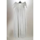 A Broderie Anglais baptism gown with petticoat,