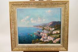 V Sfarzino (Born Italy, 1915), A pair, views of the Amalfi coastline, oil on canvas,