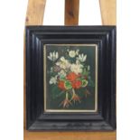 Spring flowers, oil on board, signed E B ? to back in pencil,