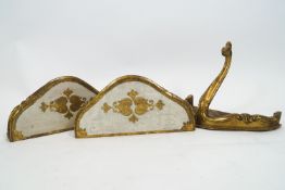 A group of three painted and gilded 'Venetian' brackets/consoles in the baroque style,