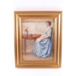 Late 19th century, Newlyn School, Portrait of a lady, watercolour,