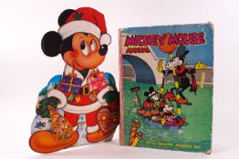 A Mickey Mouse Annual (possibly 1930's) and a Mickey Mouse automated Christmas card