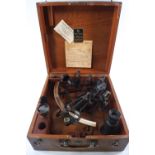 A mahogany cased 10 inch radius vernier sextant