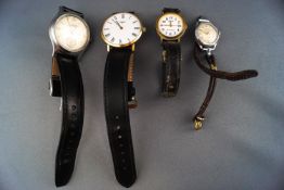 A collection of wristwatches to include a gold plated Longines and three assorted brands.