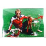 Liverpool, 25 x 19, coloured Press photographs, European and League Cups with Phil Thompson,