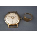 A yellow metal Accurist mechanical wristwatch - Glass not attached - case tests as 9ct gold
