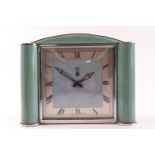 A Smiths electric mantel clock with square dial and art deco style case, 17cm high,