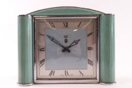 A Smiths electric mantel clock with square dial and art deco style case, 17cm high,