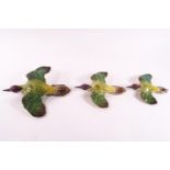 Three Beswick graduated flying Green Woodpeckers, each with printed factory marks,