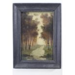 Vakuleuko Sergy, (Russian 20th century), River through the forest, oil on board,