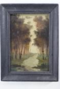 Vakuleuko Sergy, (Russian 20th century), River through the forest, oil on board,