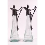 A pair of Art nouveau style vinegar bottles,