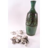 A Rye pottery vase of exaggerated baluster form,