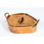 A 19th century copper turbot fish kettle with two handles, stamped G H B ,