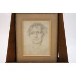Late 19th century, portrait of Laurence Irving's first wife, pencil,