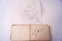 An autograph book containing Gracie Fields, Raymond Massey, Arthur Tracy and others,