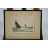 Frank Harding, Yachting in the Solent, etching, signed and titled, 18cm x 26.5cm