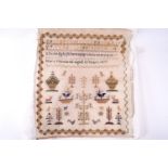 A 19th century sampler, by Mary Newland aged 13 years 1871, with alphabets, numbers....