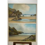 Reginald Daniel Sherrin, Coastal landscapes, a pair, watercolour and bodycolour, signed lower right,