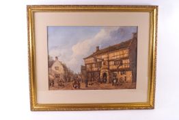 English School, 19th century, The George Inn, Norton St Philip, watercolour, signed with initials,