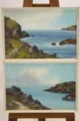 Reginald Daniel Sherrin, Coastal landscape, a pair, watercolour and bodycolour, signed lower right,