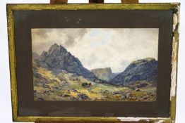 Shepton Mallet artist, 'Parrott', Mountain scene, watercolour, signed bottom left corner,