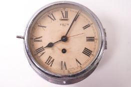 A Smith's eight day ships clock, with printed dial in chrome effect case,