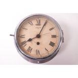 A Smith's eight day ships clock, with printed dial in chrome effect case,