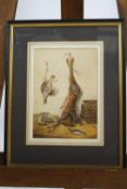 A Still Life of game with a hare, watercolour,