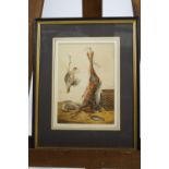 A Still Life of game with a hare, watercolour,