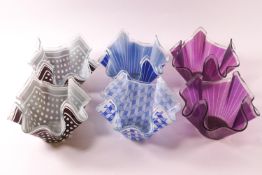 Six glass handkerchief bowls