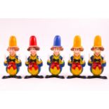 Five original plastic Diddymen figures,