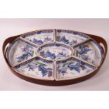 A Booths 'Pagoda' pattern seven piece supper set in original tray, factory marks,