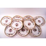 A set of nine Rosenthal porcelain plates, each printed with birds in branches,