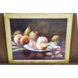 D Hillman, Still Life with fruit on a plate, watercolour, signed and dated 1918 lower right,