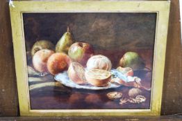 D Hillman, Still Life with fruit on a plate, watercolour, signed and dated 1918 lower right,