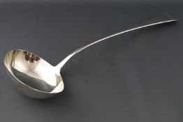 An old English pattern silver soup ladle with William Chawner, London 1822, 34cm long,