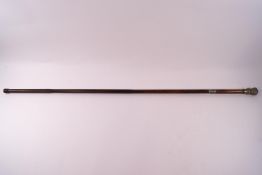 A late 19th century cane sword stick with pressed metal baluster handle