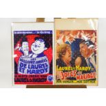 Two original Laurel & Hardy film posters, 'Les Meilleures Annees' and 'Les Joies du Marriage',